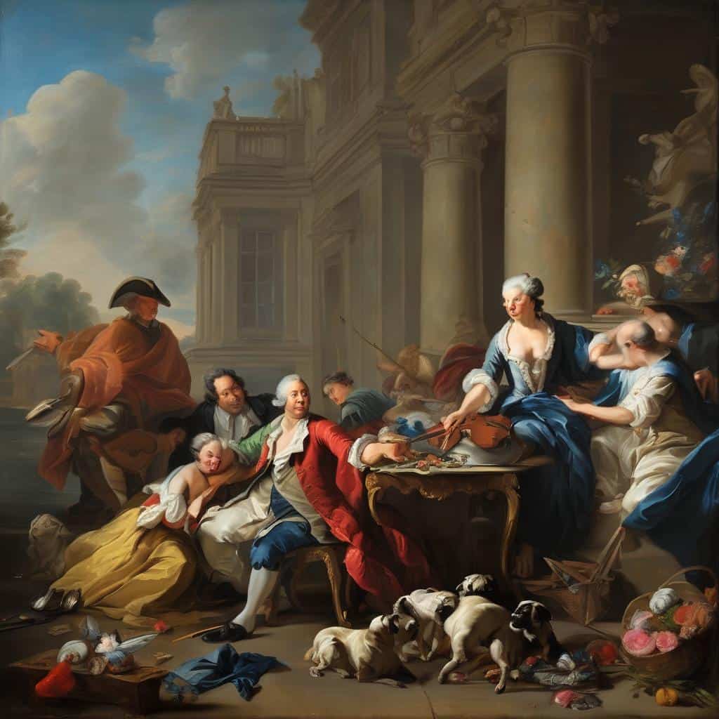 Αλτ κειμ, ζωγραφική μπαρόκ με καλλιτεχνικά κινήματα και εκπροσώπους, αναπαράσταση 17ου αιώνα, ιστορική τέχνη και χαρακτηριστικά στυλ, με κλασικά στοιχεία και δυναμικές πόζες, προσδίδοντας μια αίσθηση αριστοκρατικής ζωής και κοινωνικής κουλτούρας, ιδανική για τεχνοτροπίες και καλλιτεχνικούς εκπροσώπους.