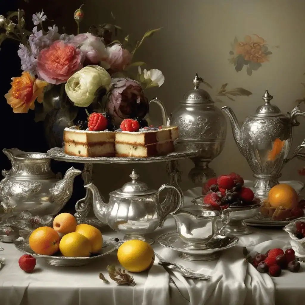 Still Life with Cakes and a Silver Teapot – Pericles Pantazis